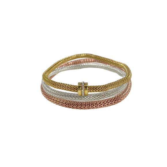 Mesh Chain Stretch Trio Silver/Gold/Rose Gold - Picture 3 of 7